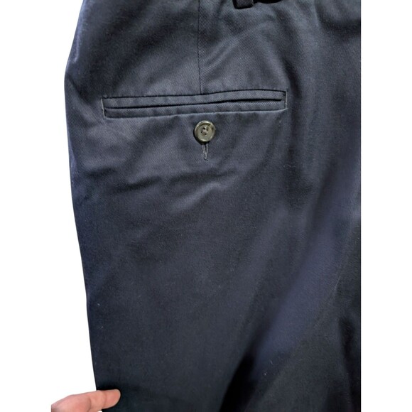 Lands End Traditional Fit Chino Pants Navy Blue 42x31 - 100% Cotton - Adjustable - Picture 4 of 6